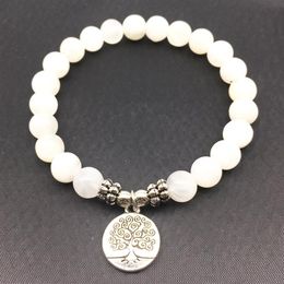 SN1334 Bracelet femme haute qualité pierre de lune naturelle arbre de vie Bracelet à breloques méditatif Yogi Balance Bracelet204i