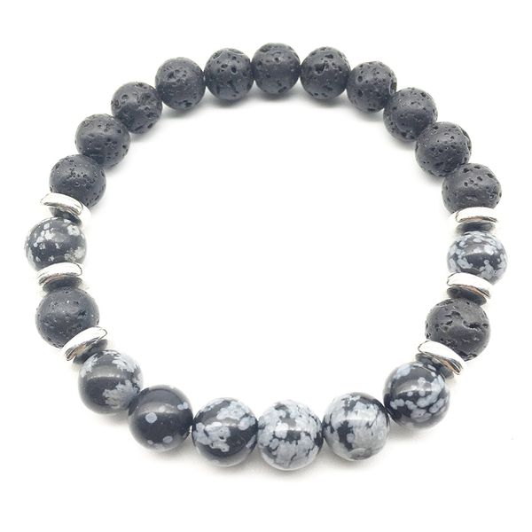 SN1347 Venta caliente Pulsera de lava Pulsera de yoga Mala de piedra natural de moda Pulsera de copo de nieve de alta calidad Envío gratis