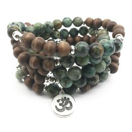 SN1371 Mode Armband voor vrouwen Hoge kwaliteit balans Healing Yoga 108 Mala Armbanden Natuurlijke Afrikaanse Tuquoise Wood Bead