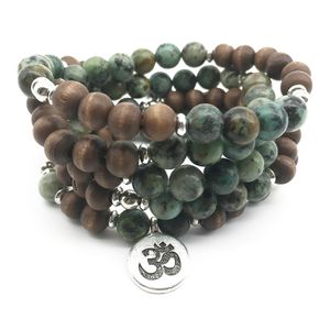 SN1371 Mode Bracelet Pour Femmes Haute Qualité Équilibre Guérison Yoga 108 Mala Bracelets Naturel Africain Tuquoise Bois Perle