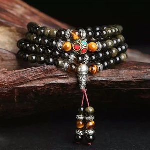 SN1545 Strand New Design Bouddha Jewelry 6 mm Golden Obsidian Handmade Yoga Mala N￩pal Tibetan Bouddhism Energy Beads Malas
