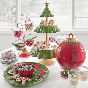 Snack Rack Christmas Tree Dessert Candy Plate de collation Snack Double couche Gâteau Stand Fruit Cupcake Rack Bowl Ordin