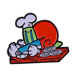 Slakken chef -kok email Pin broche huilende ui hakken badge grappige mode sieraden accessoire