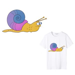 snails iron on transfers patches for clothes accessory funny patch thermal heat transfer decoration stickers for tshirt 1 pcs