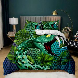 Snake dekbedovertrek Wild Animal dekter Cover Exotic Fairy Rose Twin Bedding Set African Wildlife Style Polyester Quilt Cover