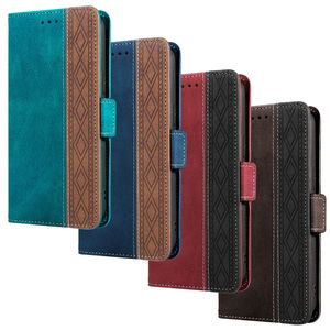 Business Hybrid Splicing Leather Wallet Cases para Iphone 15 Plus 14 13 Pro MAX 12 11 XR XS X 8 7 6 Ranura para tarjeta de identificación Soporte magnético Rfid Blocking Flip Cover Kickstand Pouch