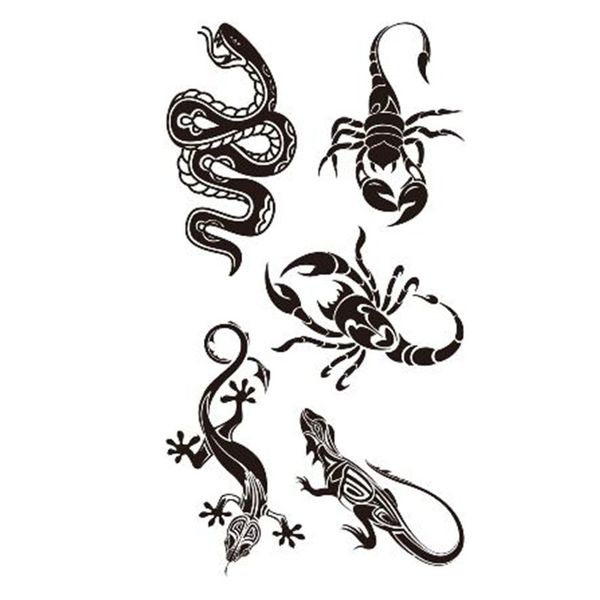Serpent lézard scorpion autocollant de tatouage temporaire étanche femmes hommes adultes faux corps Art nouveau Design 10.5X6 cm enfants main Tatoo
