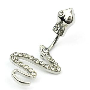 Snake Navel Ring Anti-allergie Roestvrijstalen Belly-knop Ringen CZ Navel Bar voor mannen en vrouwen