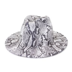 Chapeau de cowboy Jazz imprimé serpent pour femmes hommes automne hiver mode laine large bord casquette unisexe melon fedora chapeaux