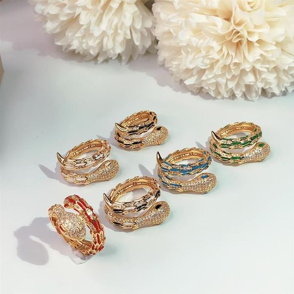 Snake Ring Color Classic Fashion Party Bijoux pour femmes Rose Gold Wedding Luxurious Full Full Snake Open Size Rings Shi269y