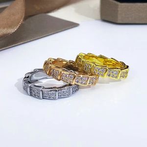 snake ring Serpentine damesringen met diamant brief klassieke mannen Titanium staal ontwerper voor vrouwen man luxe geschenken vrouw goud roze zilveren sieraden niet vervagen