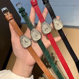 Snake Shape Pols Watch European American Quartz PU Twee beurten Women Leisure Fashion Luxe Gules Gepersonaliseerd Watch Zirkon286Rr