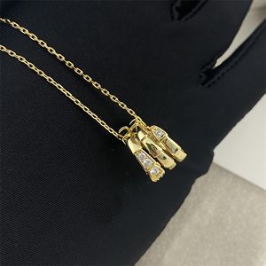 Collier pendentif à trois anneaux en forme de serpent chaîne bijoux de marque de luxe marque de luxe plaqué or 18 carats cristal strass femme nouveau collier