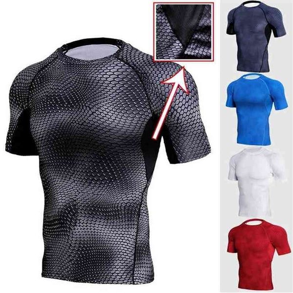 Snake Short Sleeve Compression Shirt Hommes Maillots À Séchage Rapide Rashguard Homme Gymnases Vêtements Fitness Tank Hommes T-Shirts MMA 210716