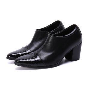 Peau de serpent en cuir verni noir chaussures à talons hauts hommes costume de mariage formel en cuir italien chaussures à bout pointu