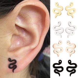 Snake Stud Earring RVS Tiny Minimalisme Kleine Stud Oorbellen voor Vrouwen Sieraden Geschenken Groothandel