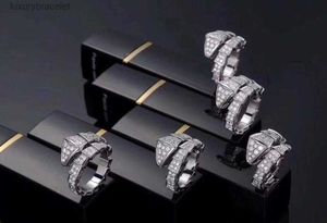 snakehead designerring Snake bone vrouw diamant Verguld 18K officiële reproducties klassieke stijl Nooit vervagen mode-jubileum