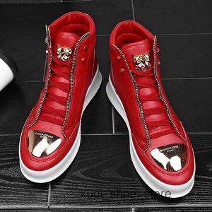 Snakeskin High Sneakers Top Robe Casual Red Flat Zipper Club Hip Hop Streetwear Men Designer Chaussures 231018 78