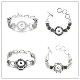 Boutons pression manchettes et boutons Noosa Snap Bracelet 18mm morceaux Noosa Snap bijoux pour femmes Bracelets plaqué argent