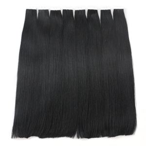 Cinta de trama de piel con botón a presión en extensión de cabello humano para clientes VIP 24 pulgadas 100 g 40 piezas 1b Negro natural