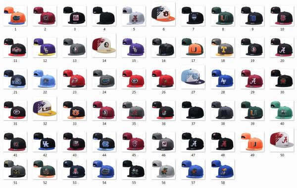 Snapback Hats College Team Caps Mix Match Commandez tous les chapeaux de qualité supérieure Sports Snapbacks Cap