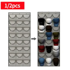 Snapbacks 1/2pcs 24Grid Zak Opbergvakken Muur Deur Hangende Organisator Baseball Cap Houder Rek Hoedenrek Sleutel Sorteertassen Hoedhouder