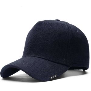 Snapbacks 2023 Winter High Front 5 Paneel Wool Baseball Cap Men's grote maat vilt Curve Peak Sports Hat 55-60 cm 60-65 cm G230529