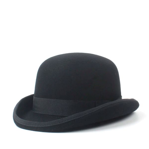 Snapbacks 4size 100% laine femmes hommes noir chapeau melon Gentleman écrasable traditionnel Billy Groom chapeaux