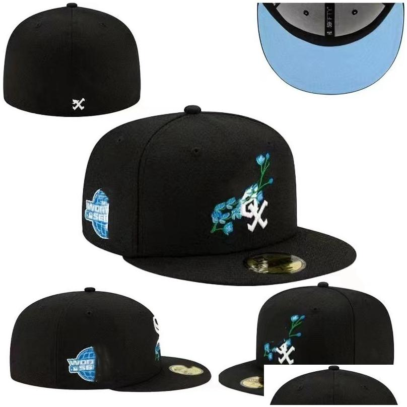 Snapbacks Adt Fitted Hats Designer Hat Baseball Classic Black Color Hip Hop Chicago Sport Fl Coupages de design fermés Chapeau Stitch Heart H Dhlzw