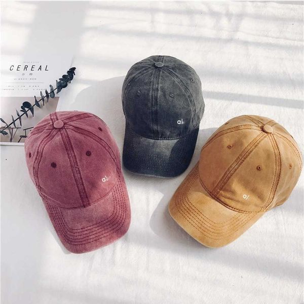 Snapbacks Al Yoga Washed Hat Unisex Denim Baseball Hat Versátil Primavera Verano Soft Top Protección Solar Sombrero De Lengua De Pato