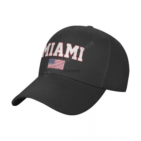 Snapbacks Baseball Cap Miami America Flag USA Estados Unidos Ciudad Wild Sun Shade Peaked ajustable al aire libre YQ231205