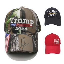 Snapbacks Donald Trump Hat Camouflage Baseball Caps Keep America Great Hat President 2024 American Flag USA Instelbare Unisex Cap Hot P230512