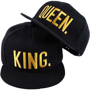 Snapbacks King and Queen Gorra de béisbol bordada en 3D Pareja Snap Hip Hop Style Flat Bill Hat Tamaño ajustable G230529