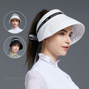 Snapbacks Love Golf Ladies Wide Brim Sports Sunscreen Caps Femme AntiUV Sun Visor Chapeaux Pliable Fisherman Cap Empty Top Bucket Hat 230615