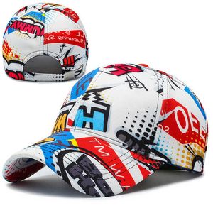 Snapbacks Men's Valentine's New Fashion Graffiti Baseball Cap Verstelbare Hip Hop Rap Sports Sun Hat Wholesale G230529