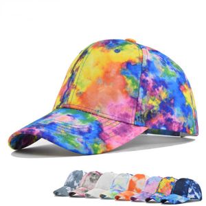 Snapbacks New Fashion Women Tie Tye Cap Multicolor Imprimé Baseball Cape Feme Feme Streetwoor Strewear Summer Caps G230508