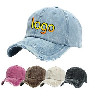 Snapbacks Nouveau unisexe personnalisé lavé coton casquette à visière femmes trou cassé casquettes de baseball réglable Snapback camionneur chapeau décontracté papa chapeaux G230508