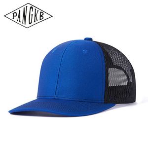 Snapbacks Pangkb Brand Blank Blue Cap Hoogwaardige Solid Summer Mesh Ademende Snapback Hat Adult Outdoor Sports Beach Trucker Cap 0105