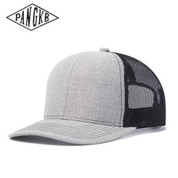 Snapbacks PANGKB Merk Blanco Lichtgrijze Cap zomer effen mesh ademende snapback hoed groothandel volwassen outdoor fietsen sport trucker cap 0105