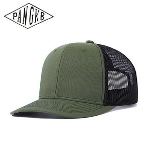 Snapbacks Pangkb Brand Blanco Military Green Cap Solid Black Mesh Ademende Snapback Hat Adult Outdoor Sports Beach Trucker Cap Groothandel 0105