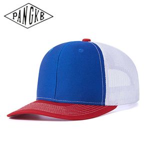 Snapbacks Pangkb Brand Solid Blue Red Cap Quality Blank Mesh Ademende Sport Baseball Hat For Men Vrouwen Volwassen Party Cycling Trucker Cap 0105