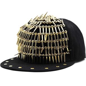 Snapbacks Rivet 25 Style Luxury Men Women Honkbal Caps Flat Brim Outdoor Hats Girl Boy Bling Punk Snapback Cap Jazz Rock Cool Hip Hop Cap P230515