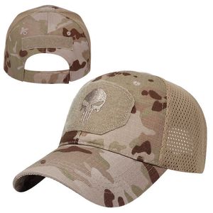 Snapbacks Skull Tactical Military Airsoft Cap Verstelbare Breamabele Sun Visor Trucker Hoed Mesh Hunting Hiking Baseball Skeleton Snapback P230512