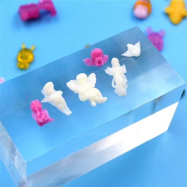 SNASAN 3D Angel Bear Doll Lindo Peeds Pequeñas Molde de silicona para decoraciones Pendientes de arte de uñas Diy UV UV Epoxy Resin Box Molde de silicona