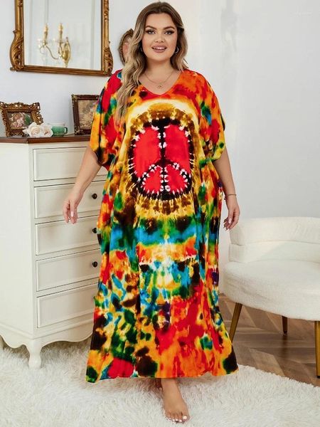 Snazzy Bohemian imprimé confortable en lâche lâche Kaftan pour femmes de bain Cover Up Holiday House Robe Classy Beach Wear Q1464