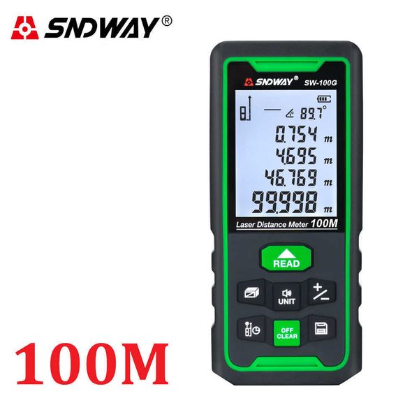 SNDWAY Laser Distance Mètre Laser Télémètre Roulette Bande Vert Télémètre Laser Règle Trena Distance uring Instrument 210719