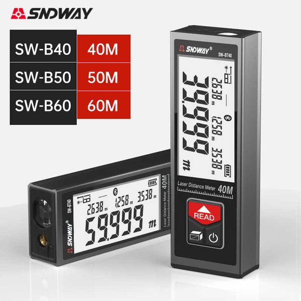 Telémetro láser SNDWAY, medidor de distancia láser de mano, 40M, 50M, 60M, pantalla Digital LCD de segmento, cinta métrica láser electrónica 210719