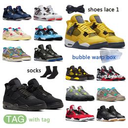 Sneaker 4 4s Chaussures de basket-ball pour hommes tonnerre rouge NUC bleu blanc oreo Tour jaune chat noir chatoyant violet métallique ce que les baskets de sport pour femmes