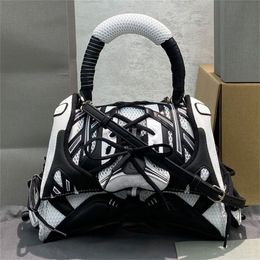 Sneakerhead Medium Sac à main noir Sac Mixte Tissu Cuir Véritable Sablier Designer de luxe Sacs à main Femmes Hommes Épaule Bandoulière Sacs Totes