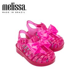 Sneakers 2021 Nouveau mini Melissa Sandales d'été Fille et garçon chaussures de nœud romain Soft Sparke Fashon Jelly Chaussures Melissa Beach Sandals Chaussures